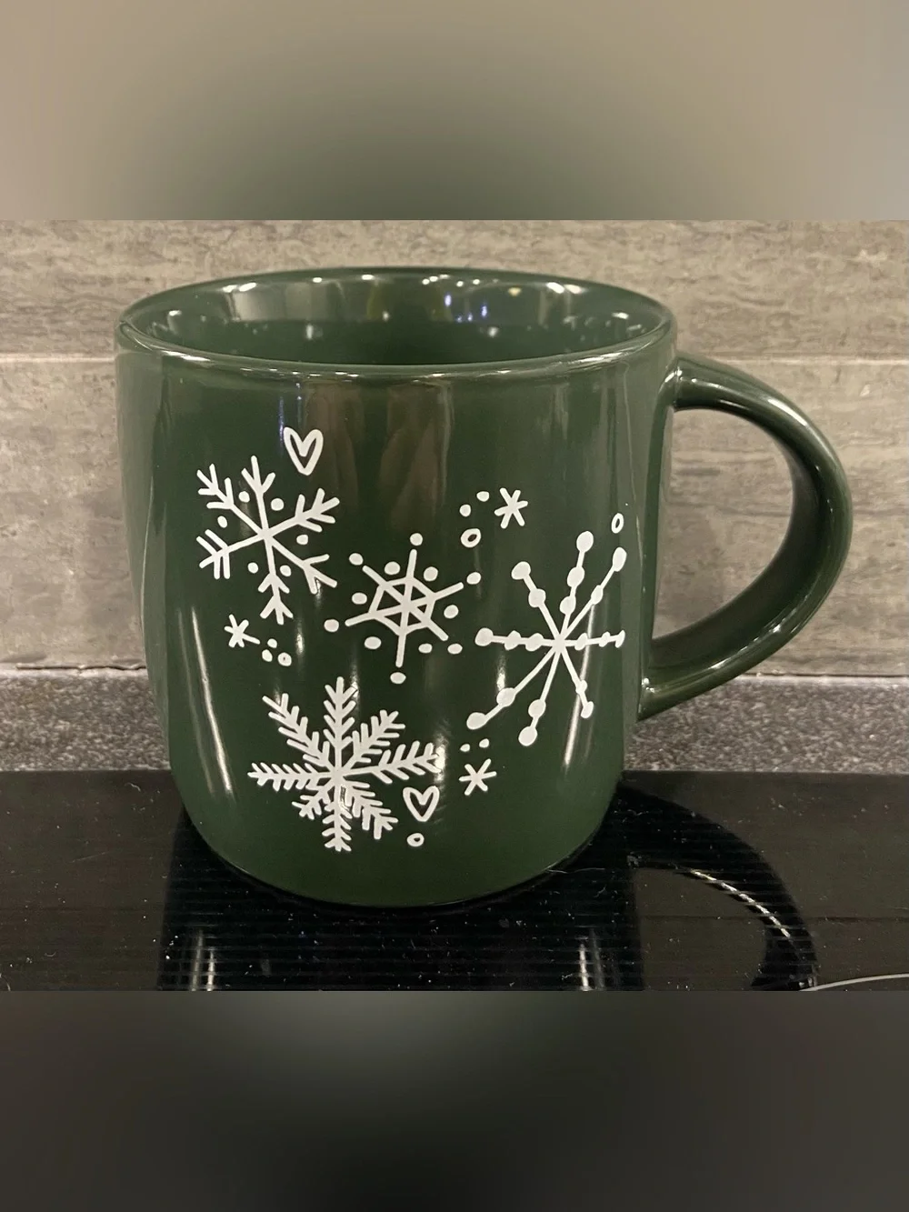 Starbucks Green Snowflake Ceramic Holiday Mug
